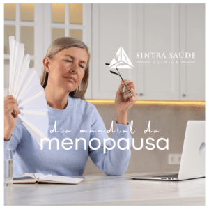 imagem alusiva à menopausa, com uma senhora a abanar um leque